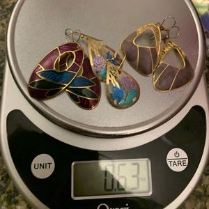 Retro Brass Enamel Earring Lot